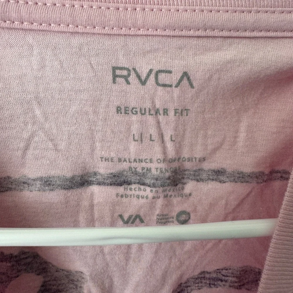 RVCA Pink Graphic T-Shirt Regular Fit Short Sleeve Crew Neck‎ Logo Tee Large